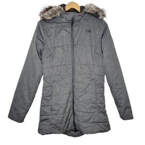 The North Face Women's‎ Medium Gray Faux Fur Hooded Full Zip Harway Parka Jacket